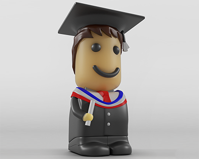 A 3d model of a University Graduate Novelty USB Stick - created by 3drenders.co.uk using 3DS Max and V-Ray.